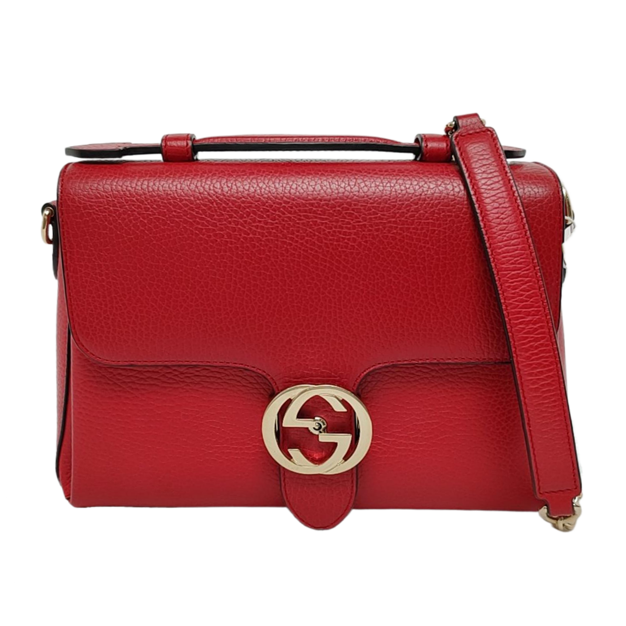 Interlocking G Large Calfskin Red