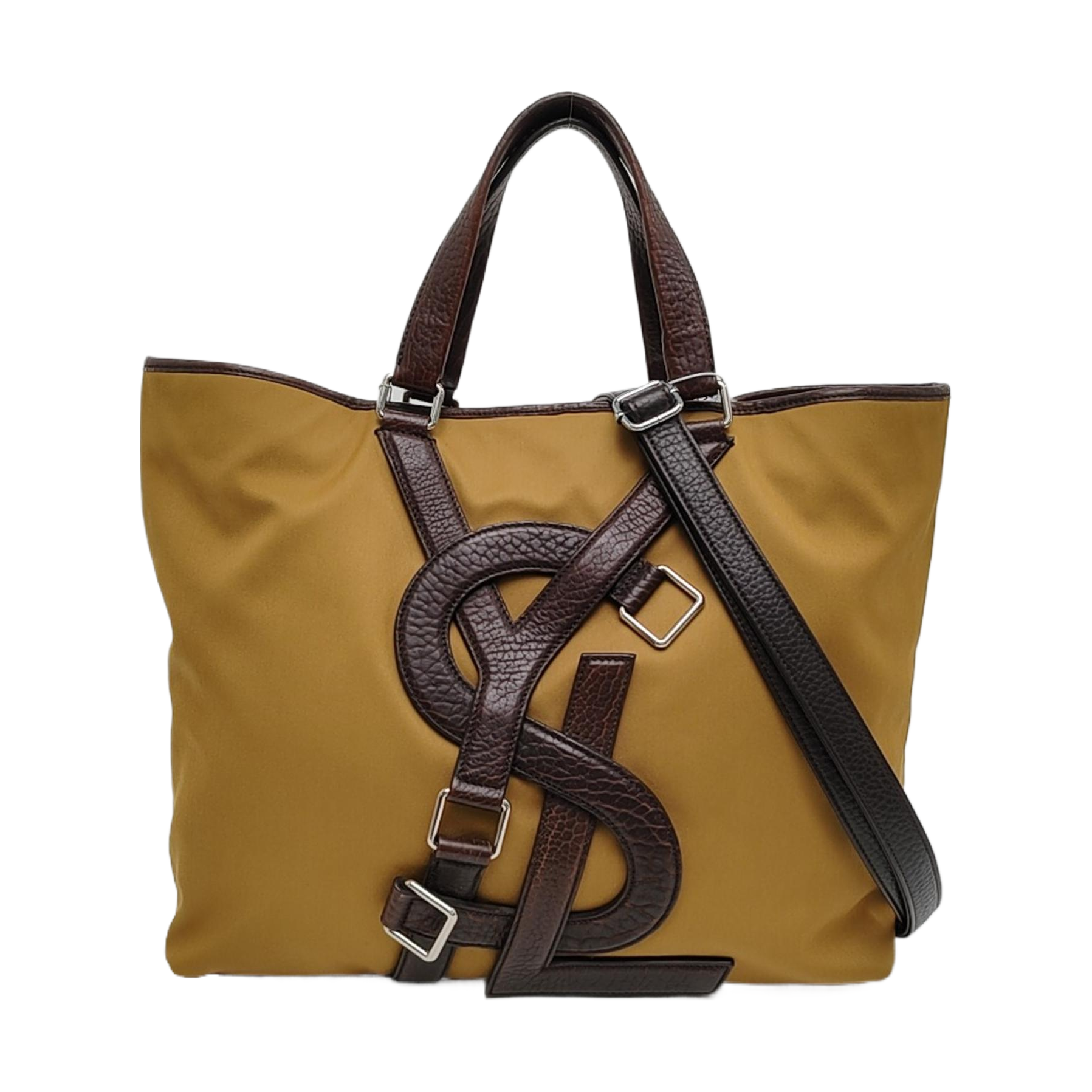 Fabric Top Handle Bag Brown