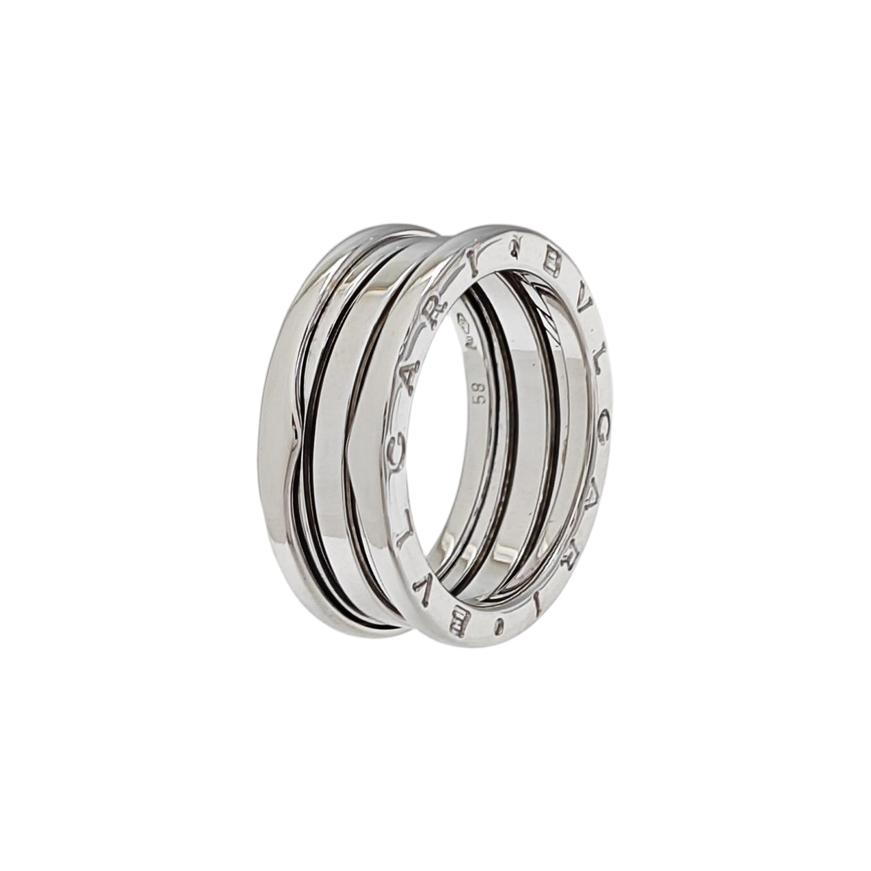 B.ZERO1 18k White Gold Silver Ring EU 58