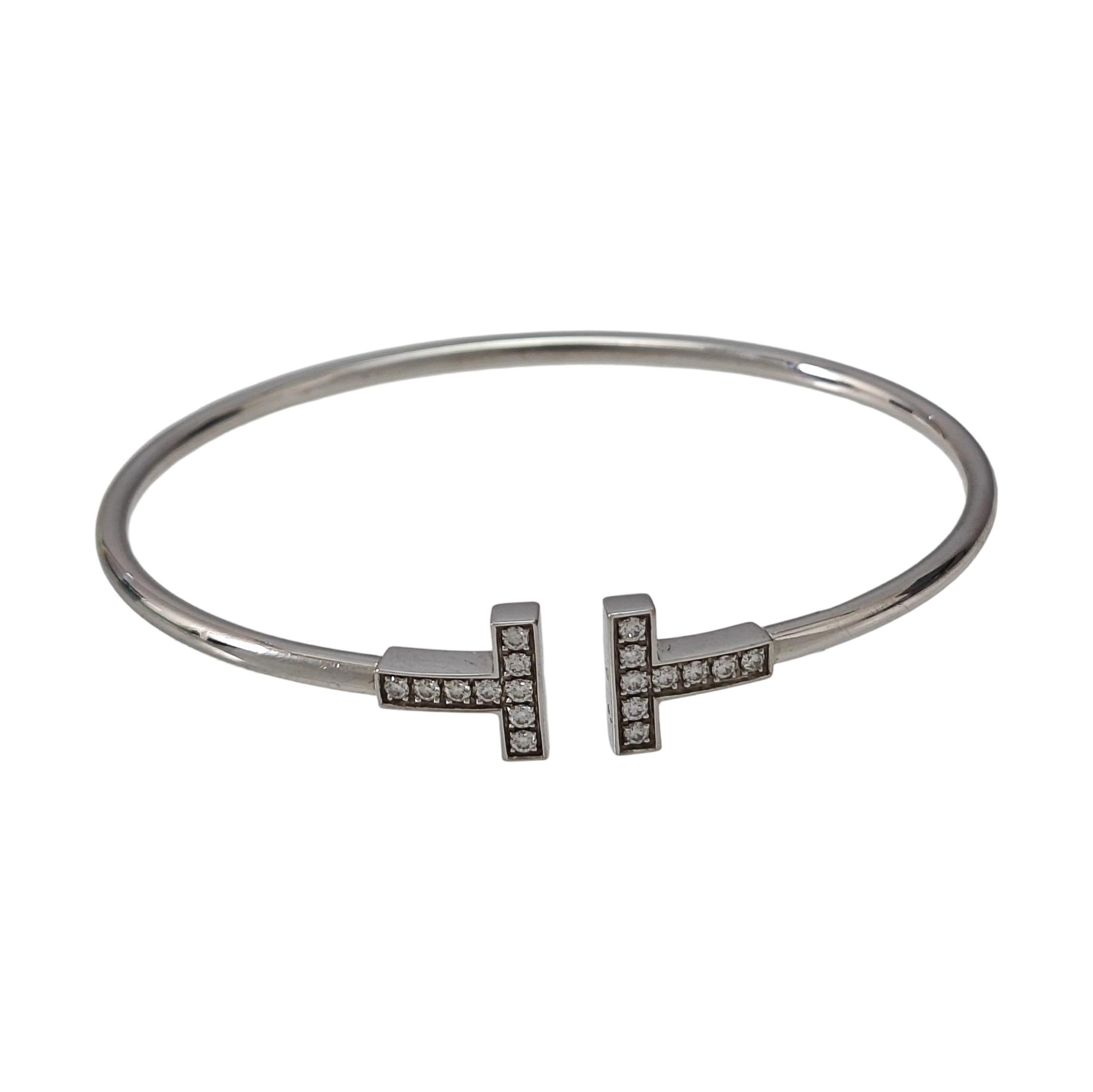 Tiffany T 18k White Gold Silver Bangle