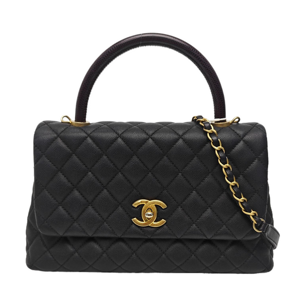 COCO HANDLE Medium Quilted Grained Calfskin Black