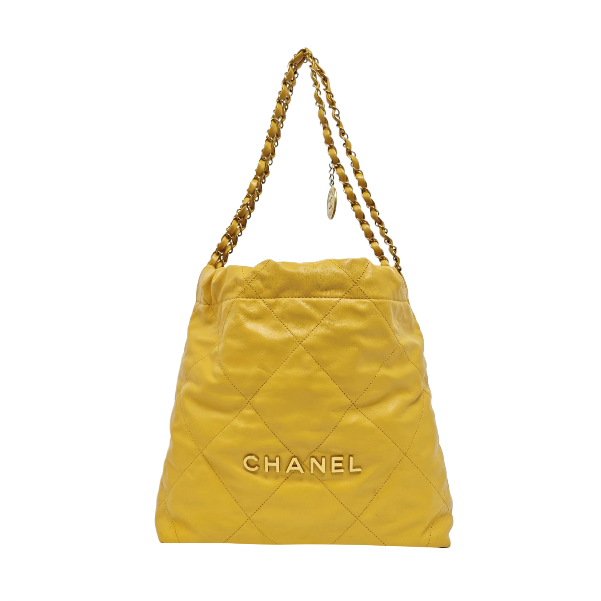 CHANEL 22 Small Quilted Calfskin Yellow