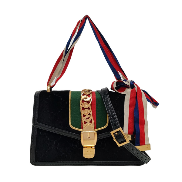 Sylvie Small Monogram Velvet Black