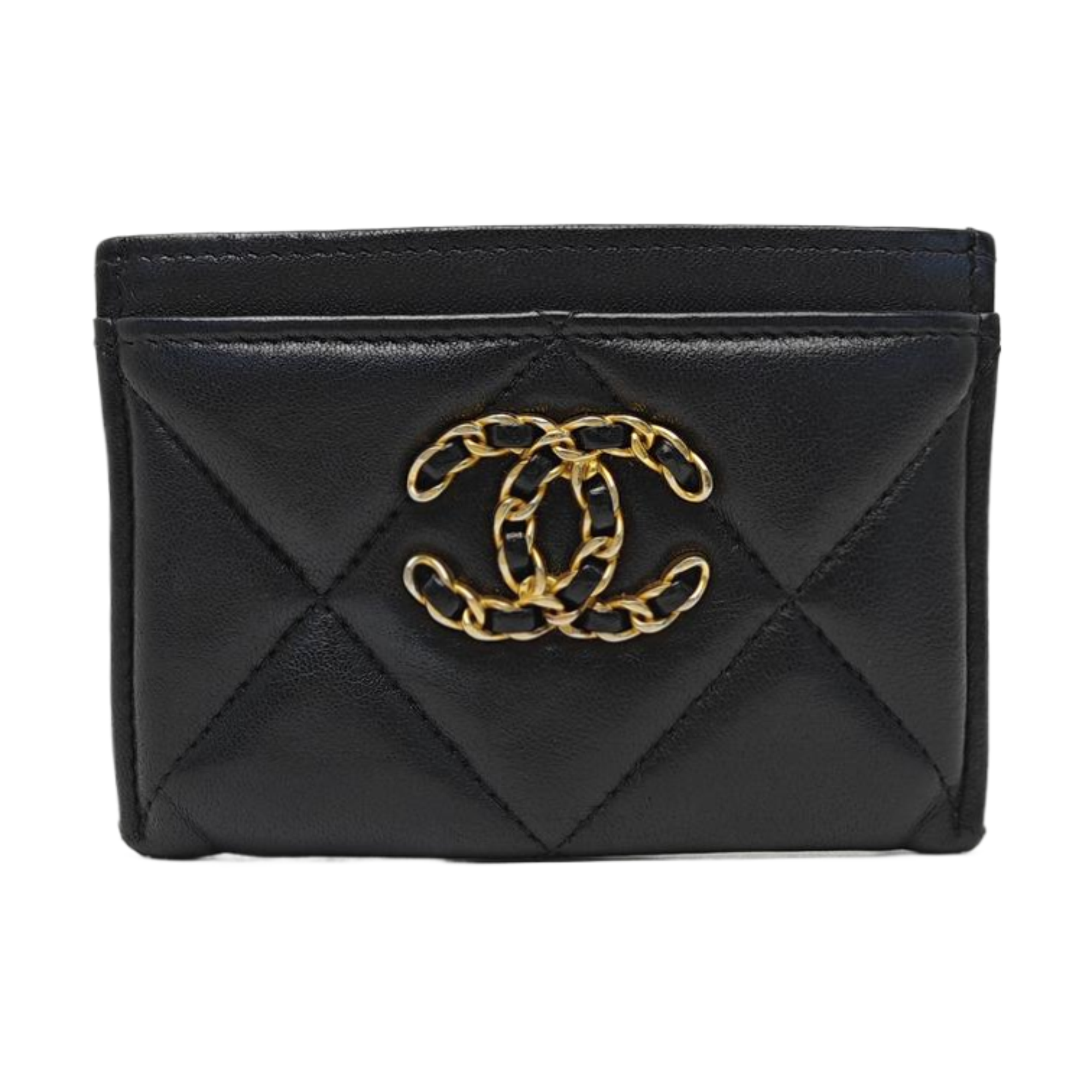 CHANEL 19 Small Quilted Lambskin Black Card Holder
