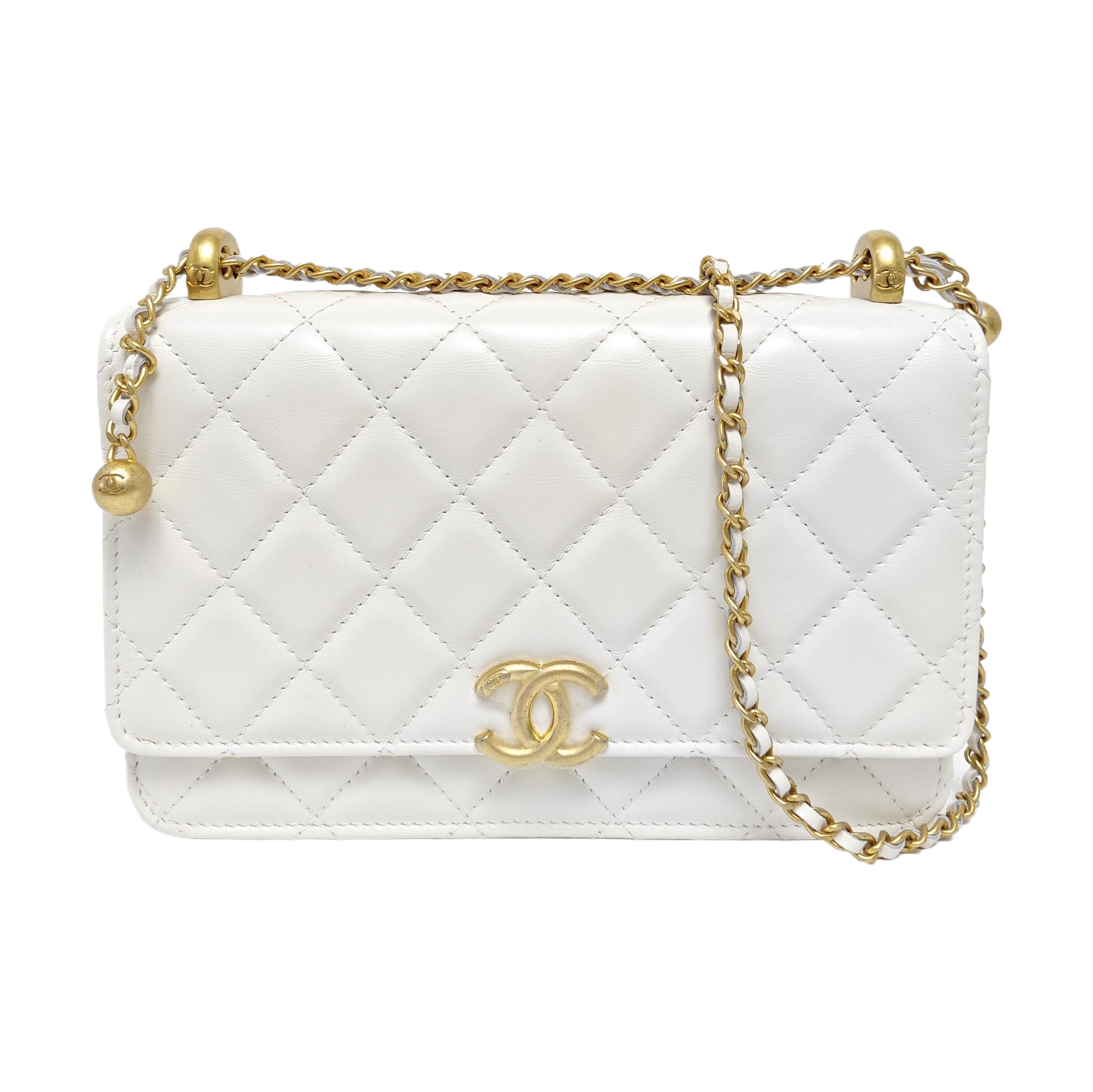 Quilted Calfskin Shoulder Bag White