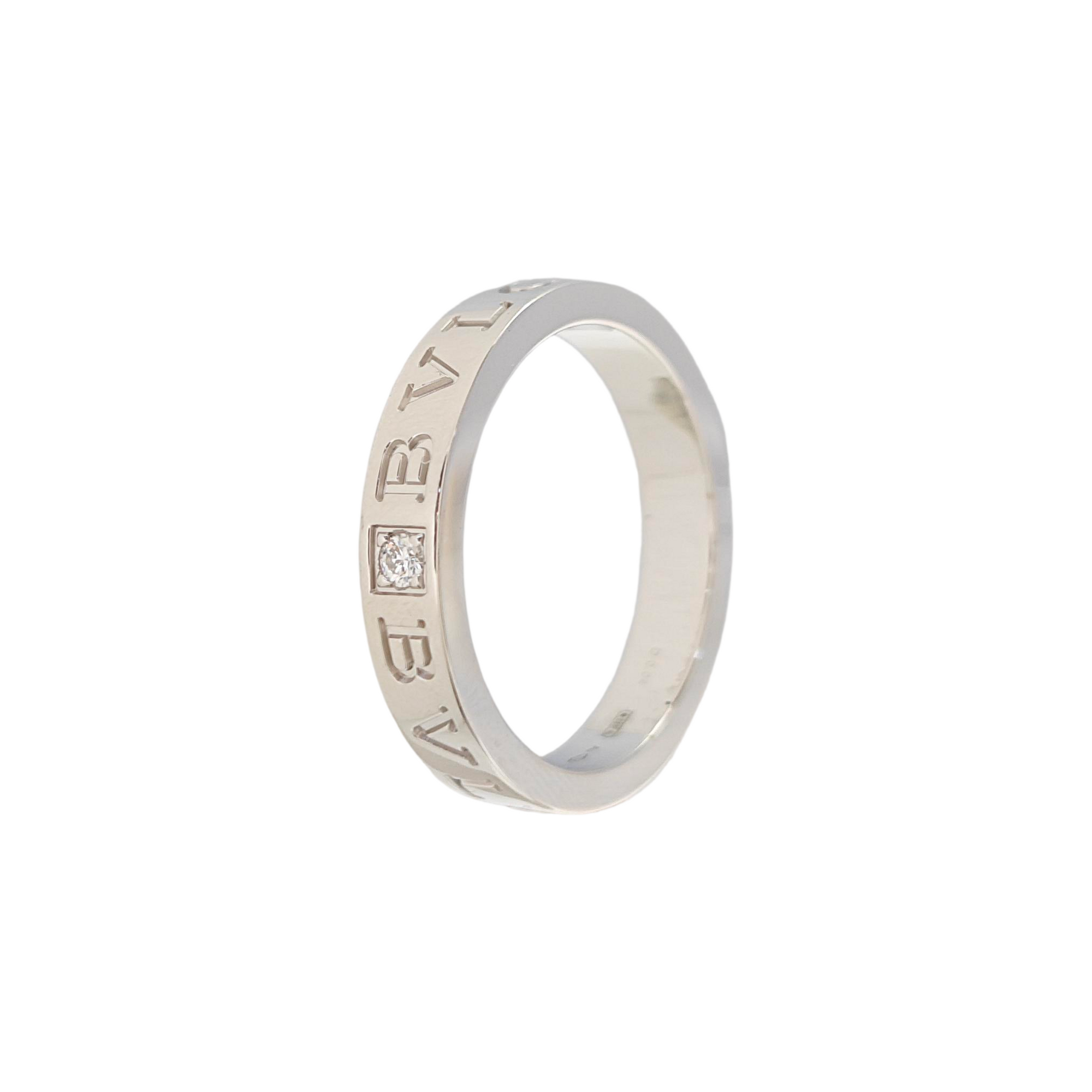 B.ZERO1 18k White Gold Silver Ring EU 60