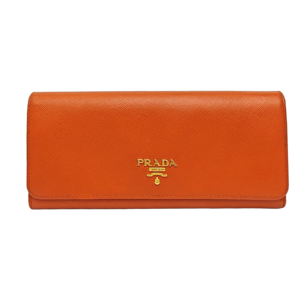 Fold Wallet Saffiano Calfskin Orange Wallet