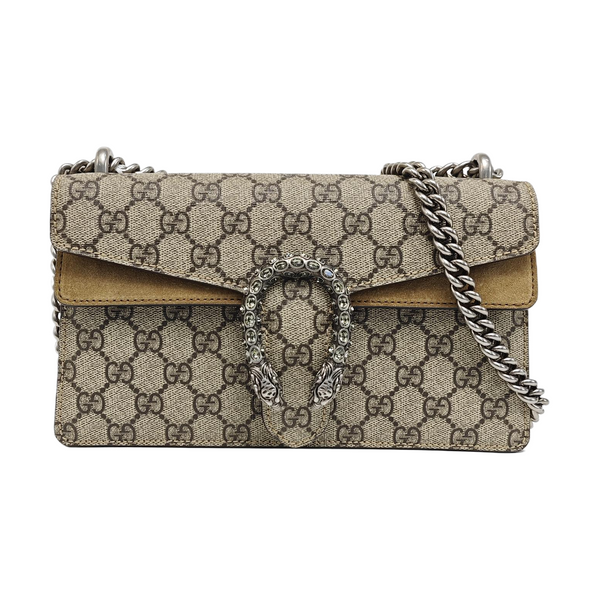 Dionysus Small Monogram Coated Canvas Beige