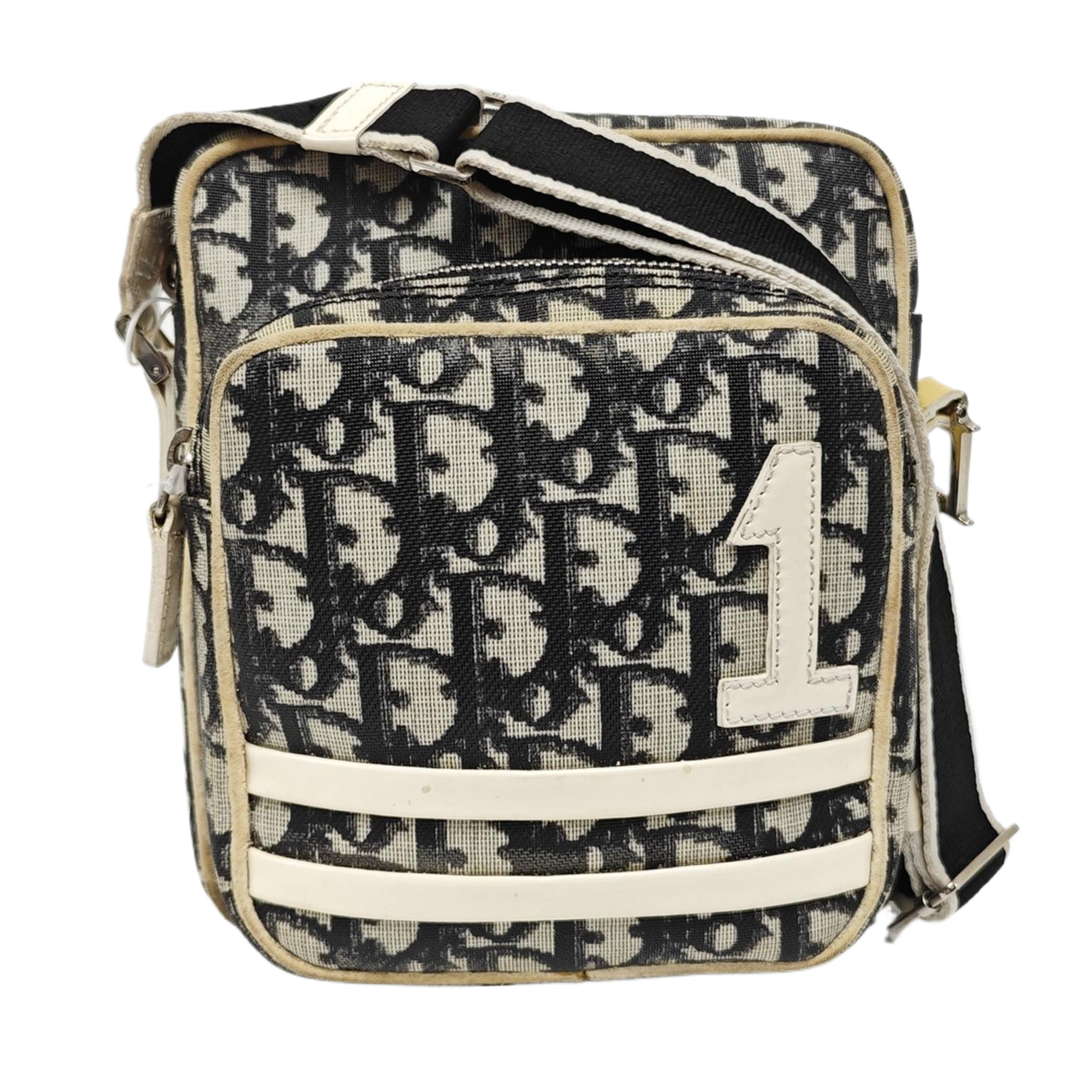 Oblique Coated Canvas Shoulder Bag Gray