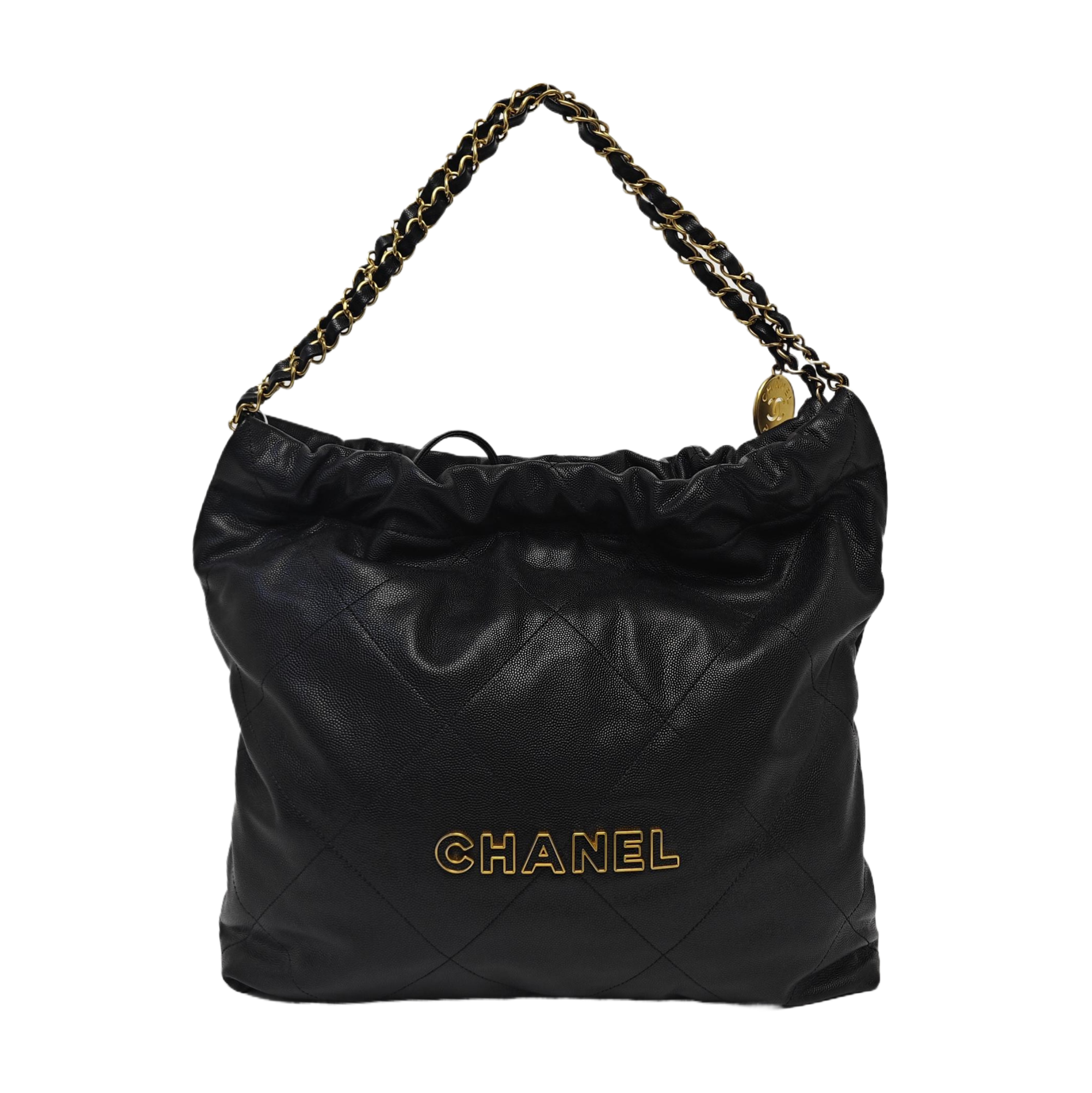 CHANEL 22 Medium Quilted Grained Calfskin Black