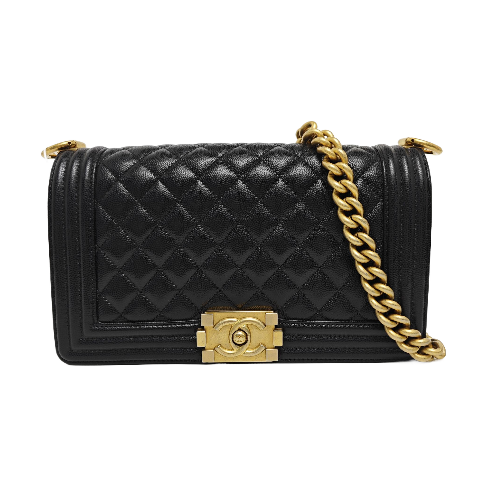 BOY CHANEL Medium Quilted Grained Calfskin Black