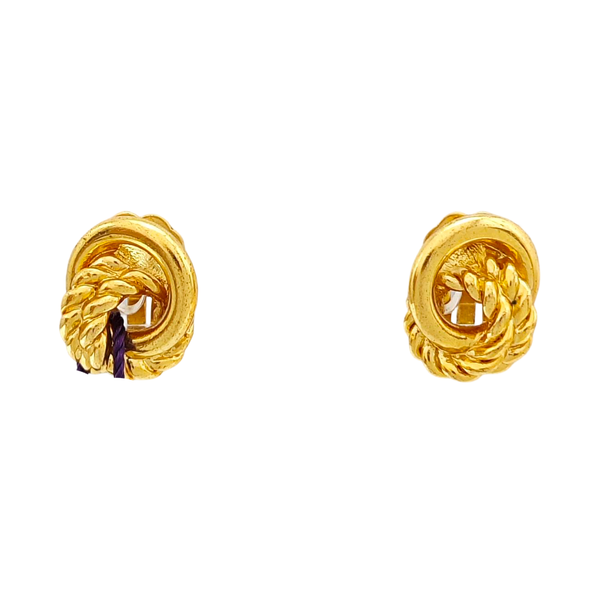 Twist Round Metal Gold Clip On Earrings