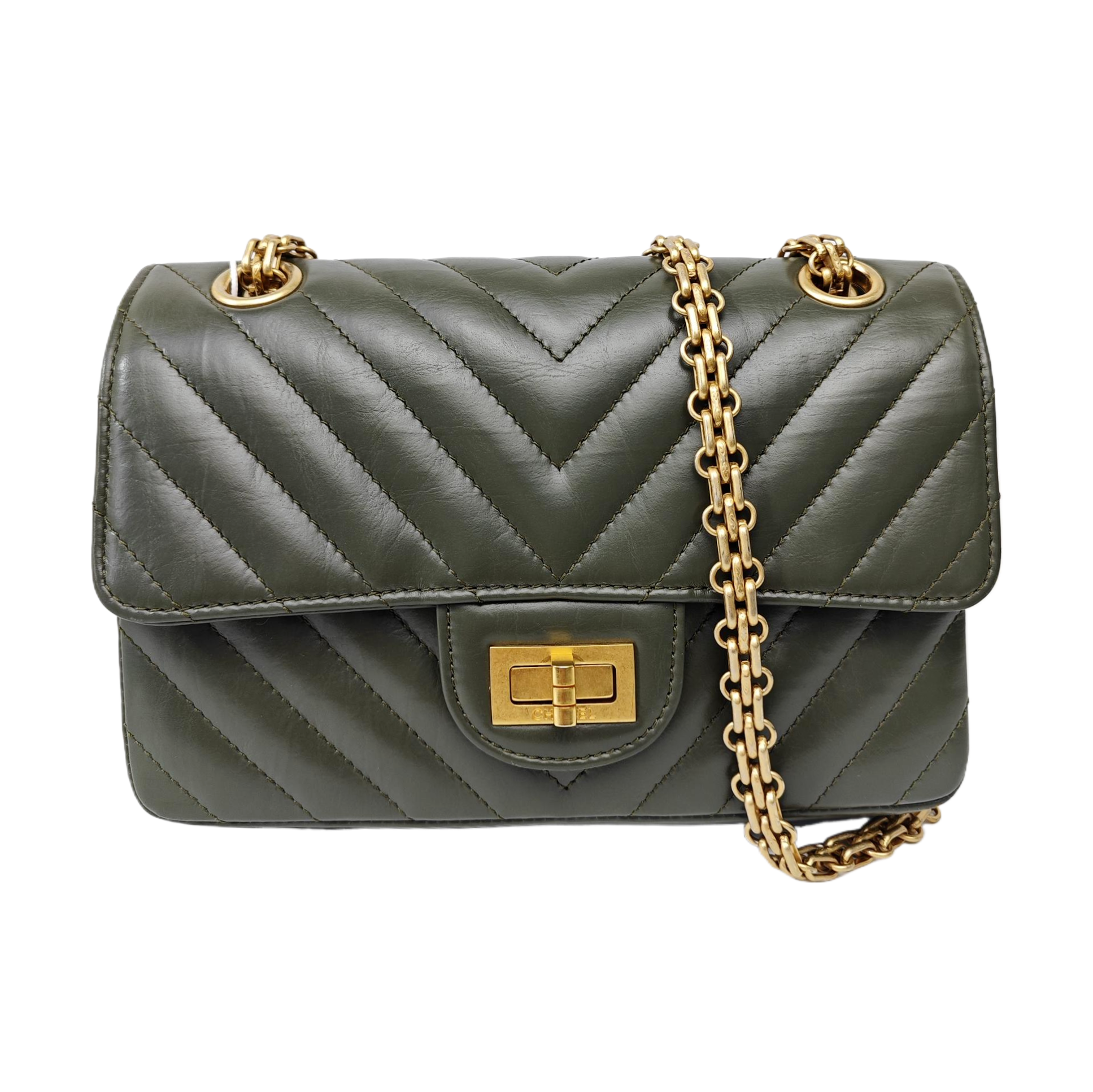 2.55 224 (mini) Chevron Calfskin Green
