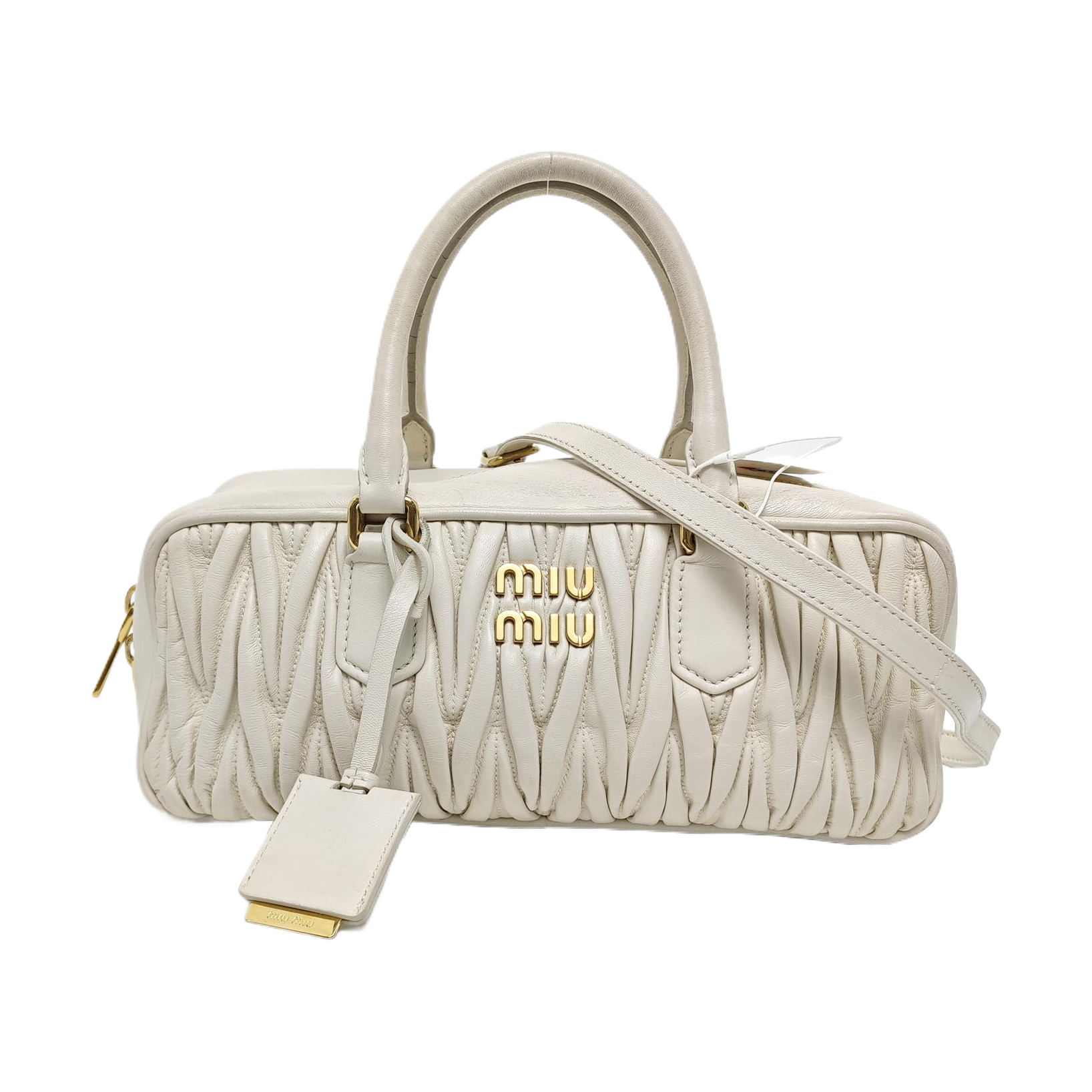 Authenticated pre-owned  Arcadie Matelassé Large Quilted Lambskin White - Shoulder Bag at Looply