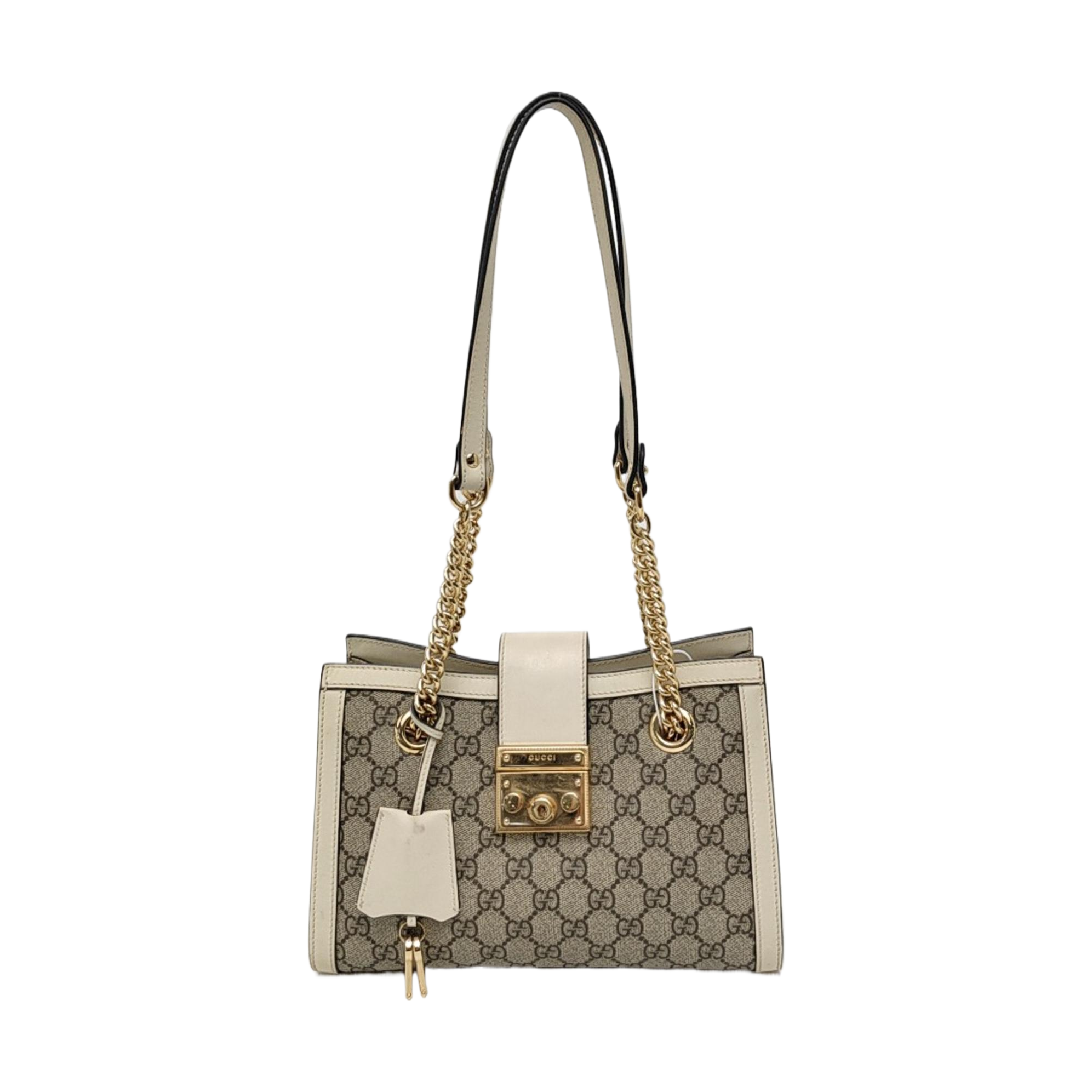 Padlock Small Monogram Coated Canvas Beige