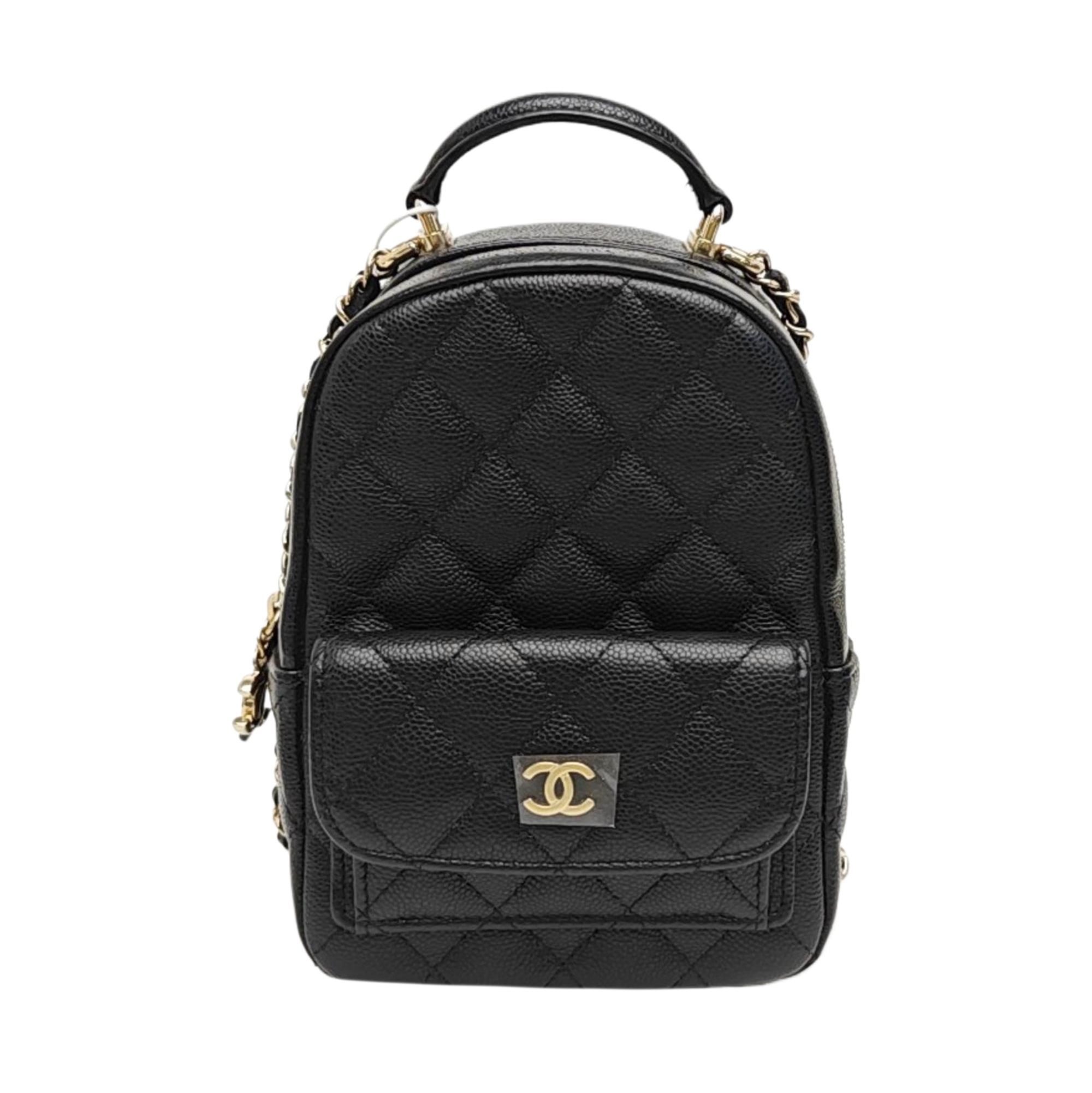 Quilted Grained Calfskin Backpack Mini Black