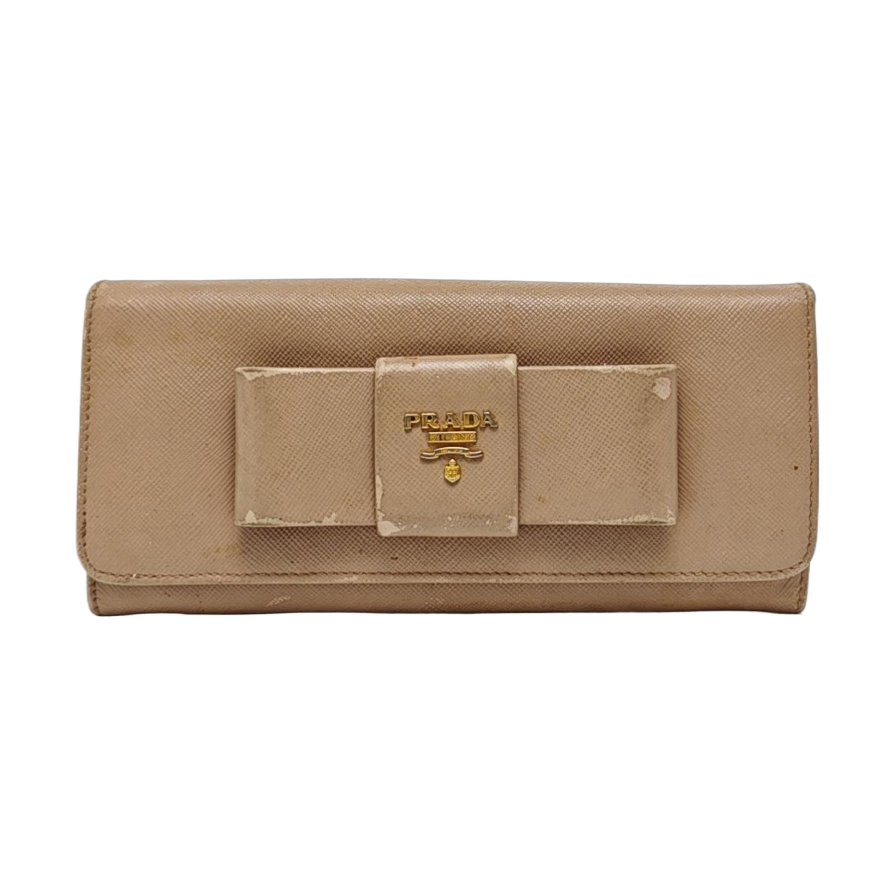 Fiocco Bow Saffiano Calfskin Pink Wallet