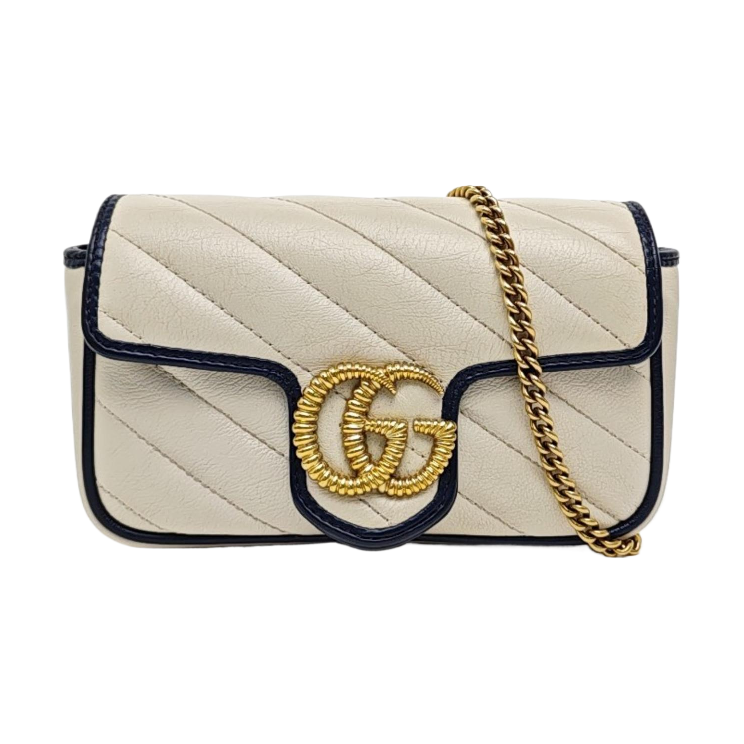 GG Marmont Super Mini Quilted Calfskin White