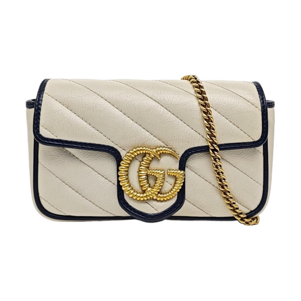 GG Marmont Super Mini Quilted Calfskin White