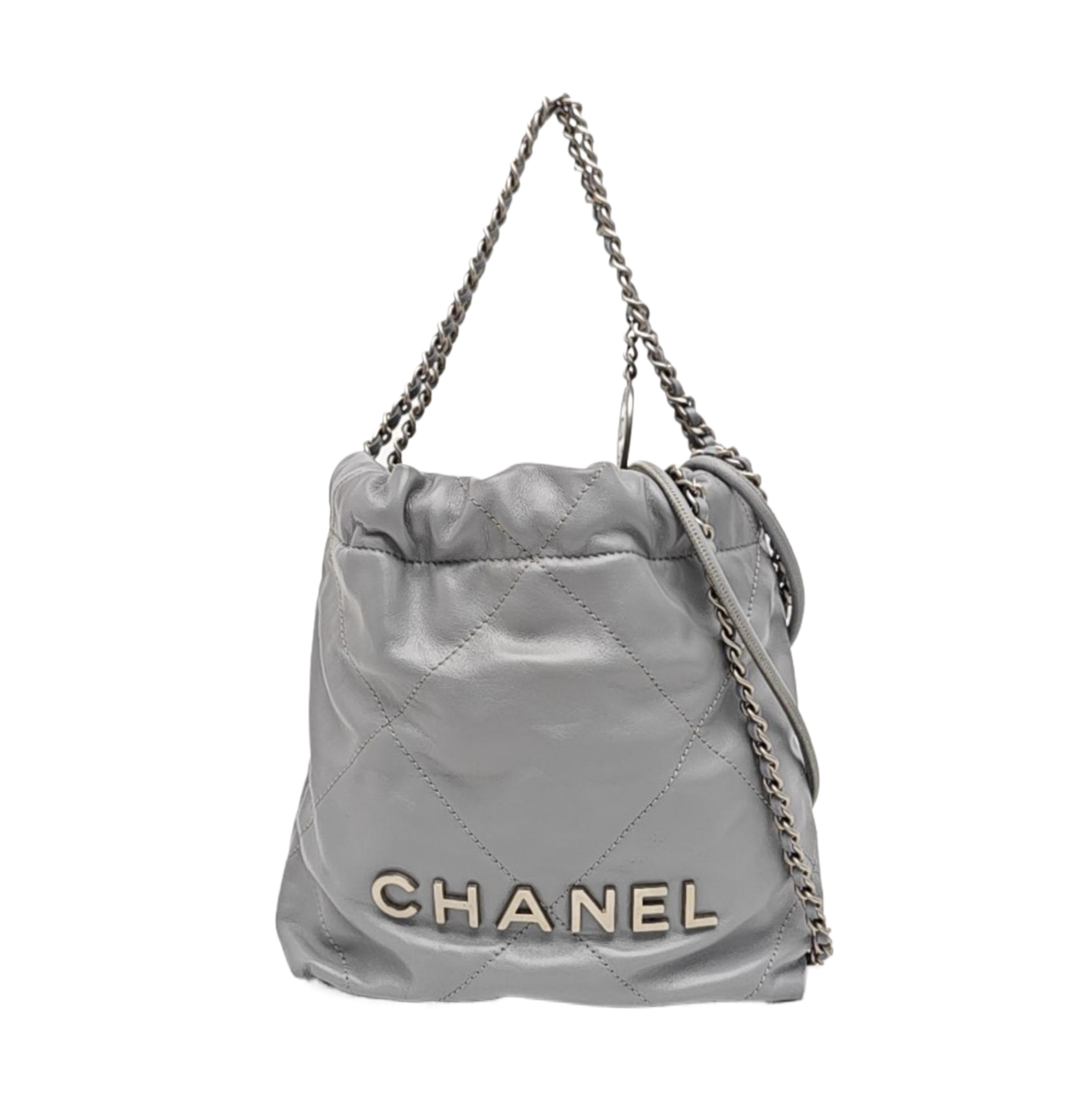 CHANEL 22 Mini Quilted Calfskin Gray