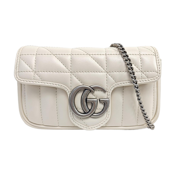 GG Marmont Mini Quilted Calfskin White