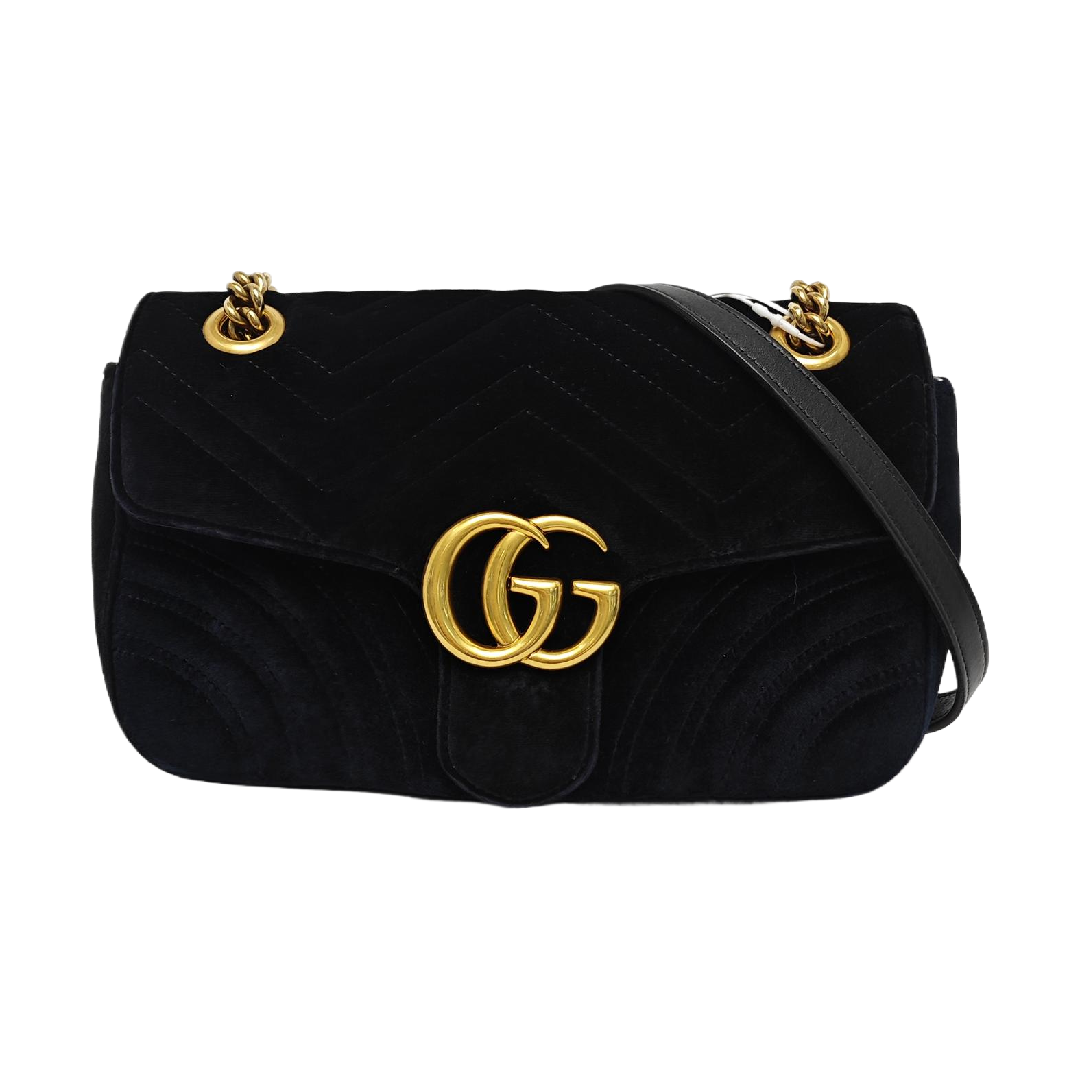 GG Marmont Medium Quilted Velvet Black