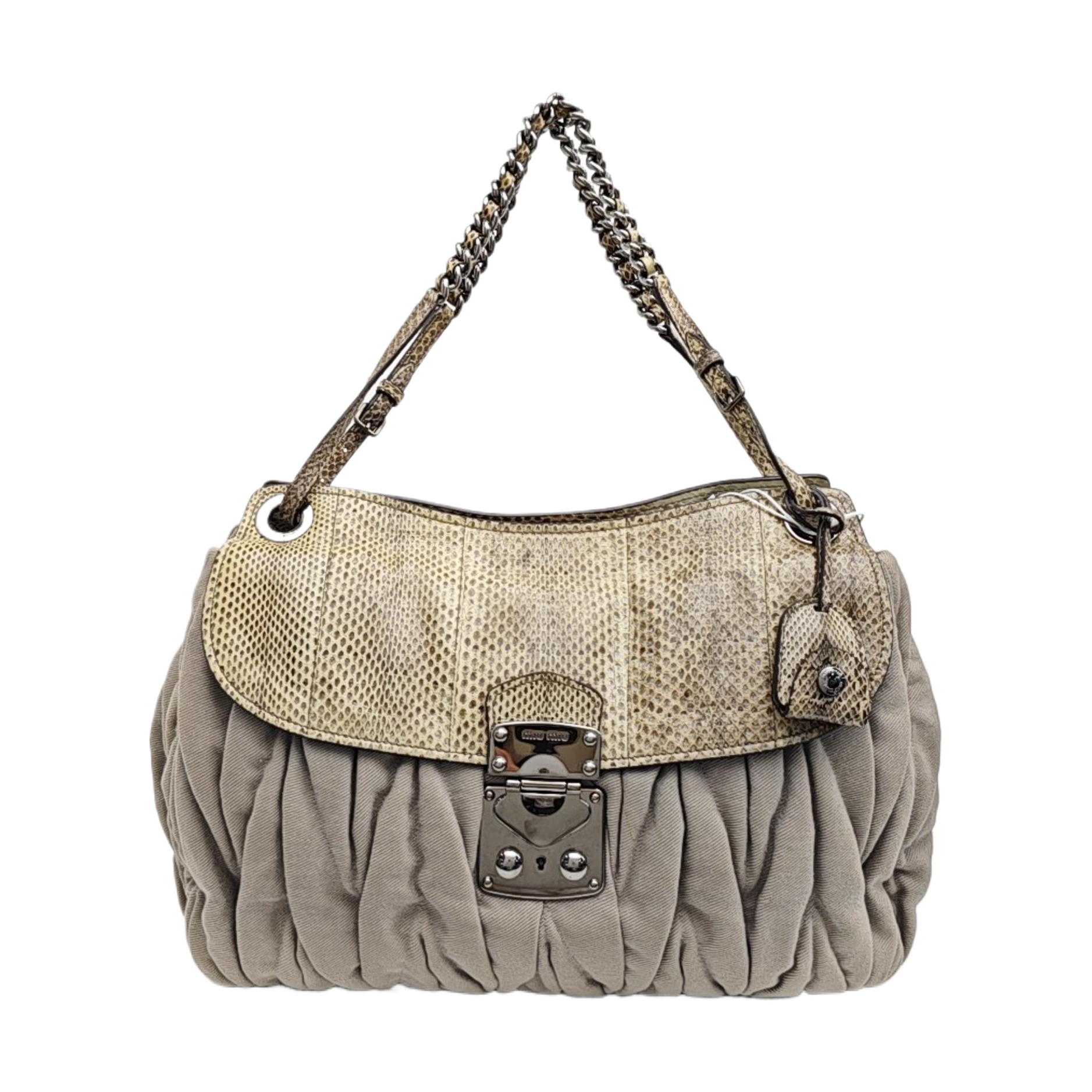 Quilted Fabric Shoulder Bag Gray