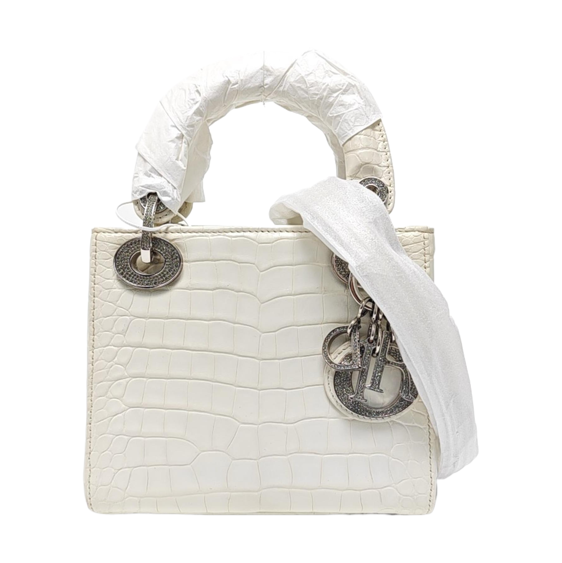 Lady Dior Mini Crocodile White