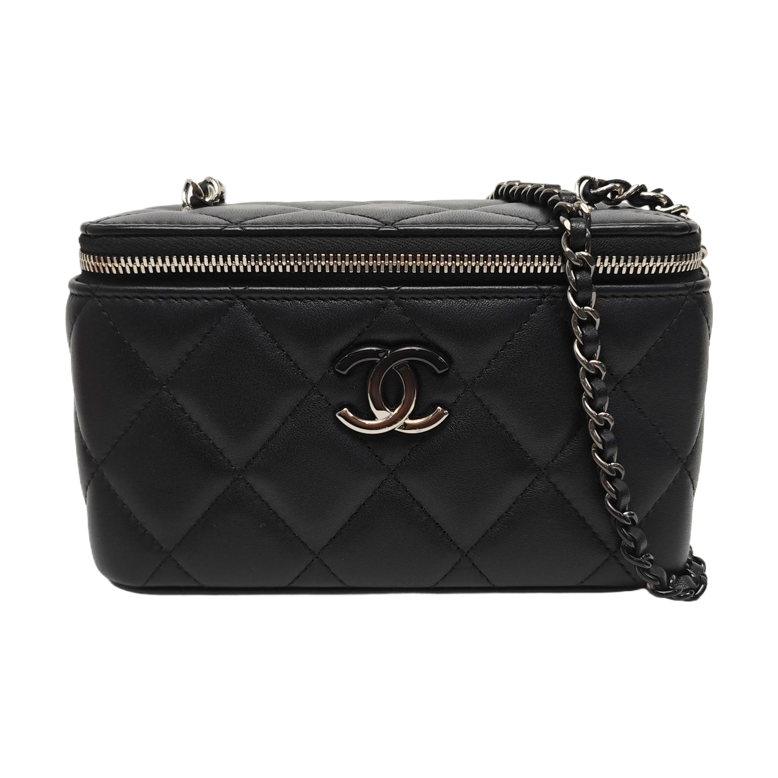 Quilted Lambskin Shoulder Bag Black