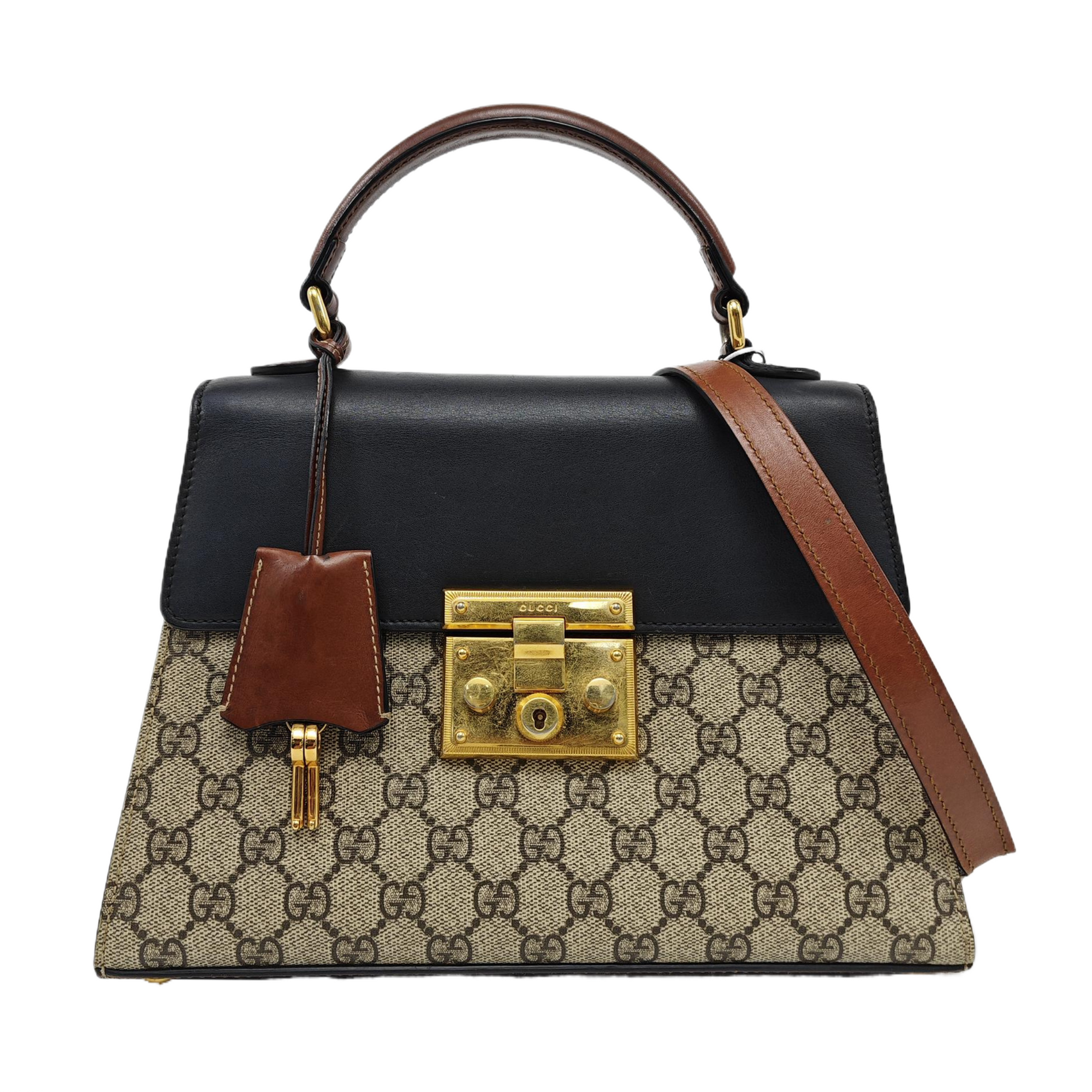 Padlock Small Monogram Coated Canvas Beige
