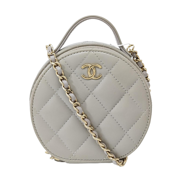 ROUND Quilted Lambskin Gray