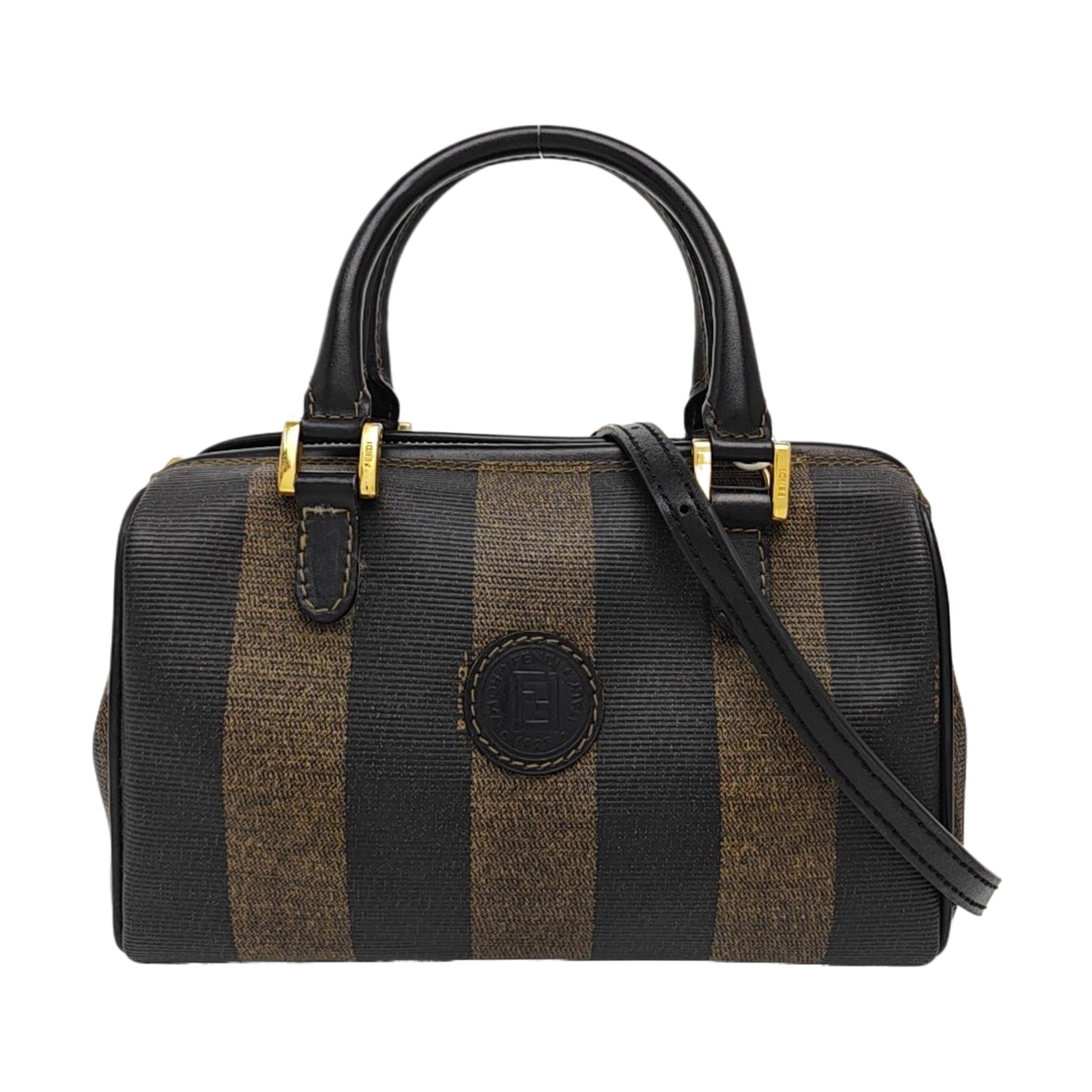 Coated Canvas Shoulder Bag Brown