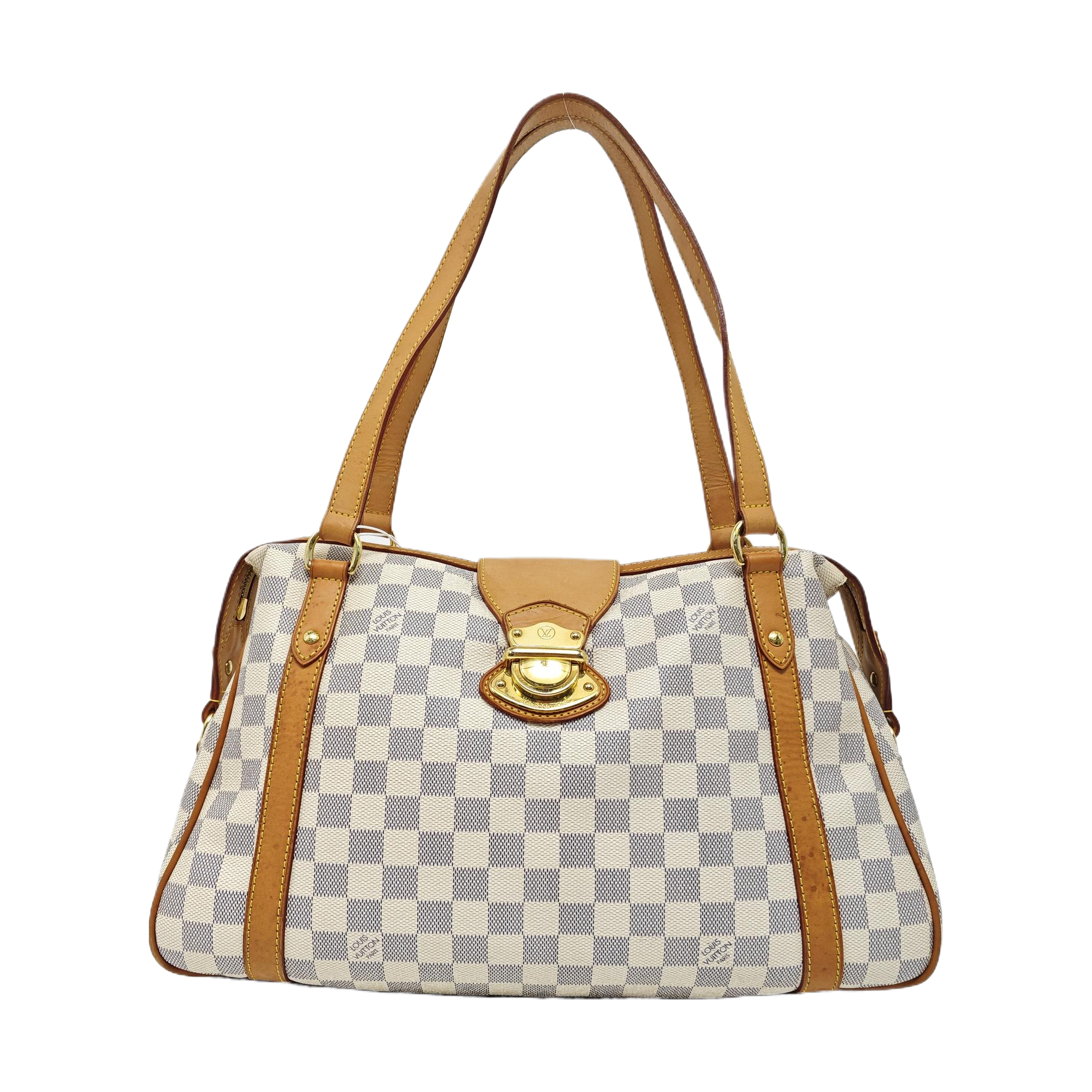 STRESA Damier Azur Coated Canvas White