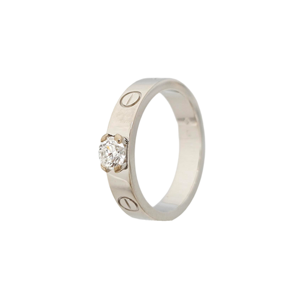 LOVE 18k White Gold Silver Ring EU 49