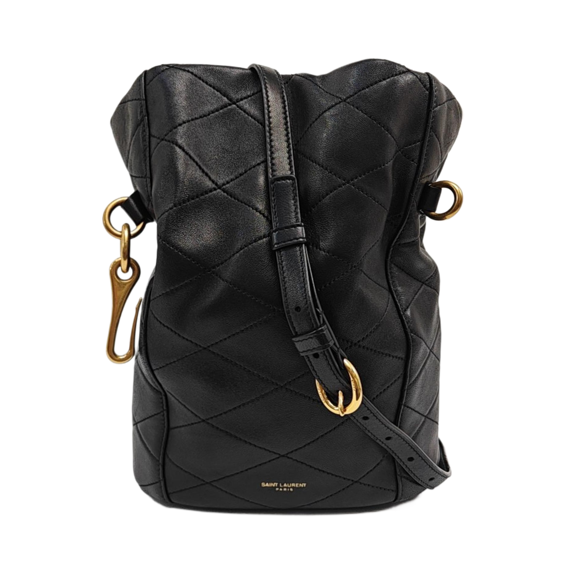 Quilted Lambskin Bucket Bag Black