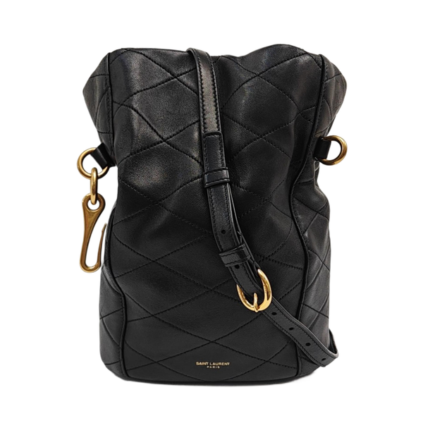 Quilted Lambskin Bucket Bag Black