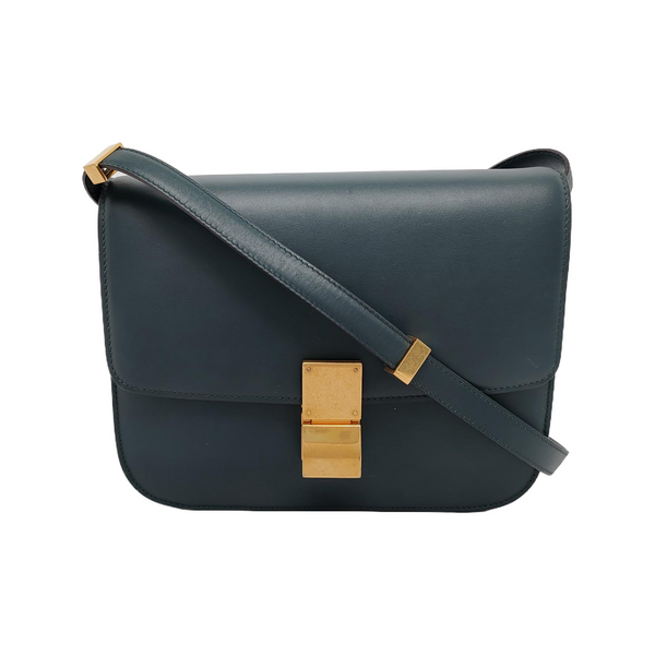 Authenticated pre-owned  CLASSIC BOX Medium Calfskin Green - Shoulder Bag at Looply