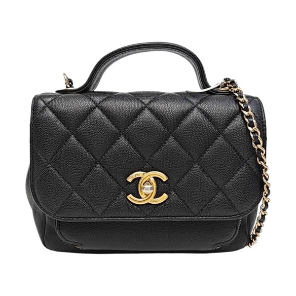 BUSINESS AFFINITY Small Quilted Grained Calfskin Black