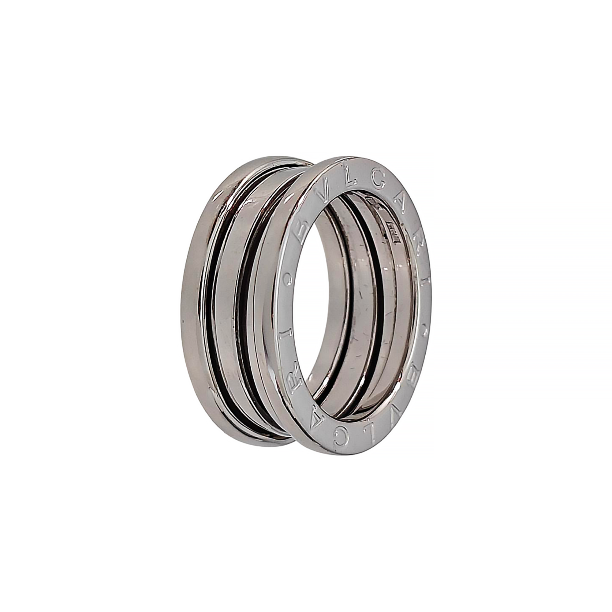 B.ZERO1 18k White Gold Silver Ring EU 50