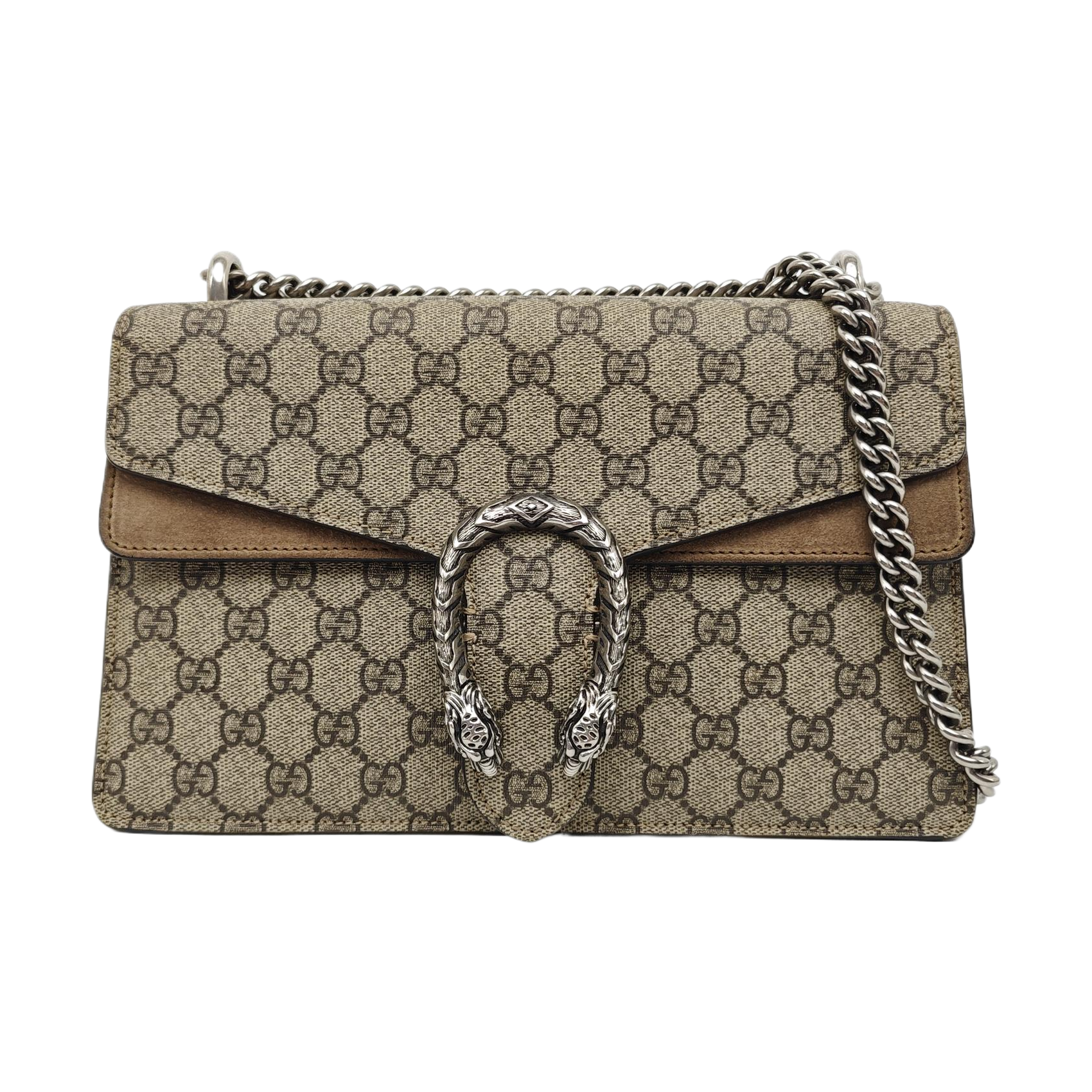 Dionysus Small Monogram Coated Canvas Beige