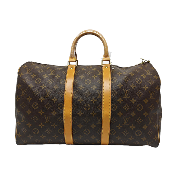 KEEPALL 45 Monogram Coated Canvas Brown