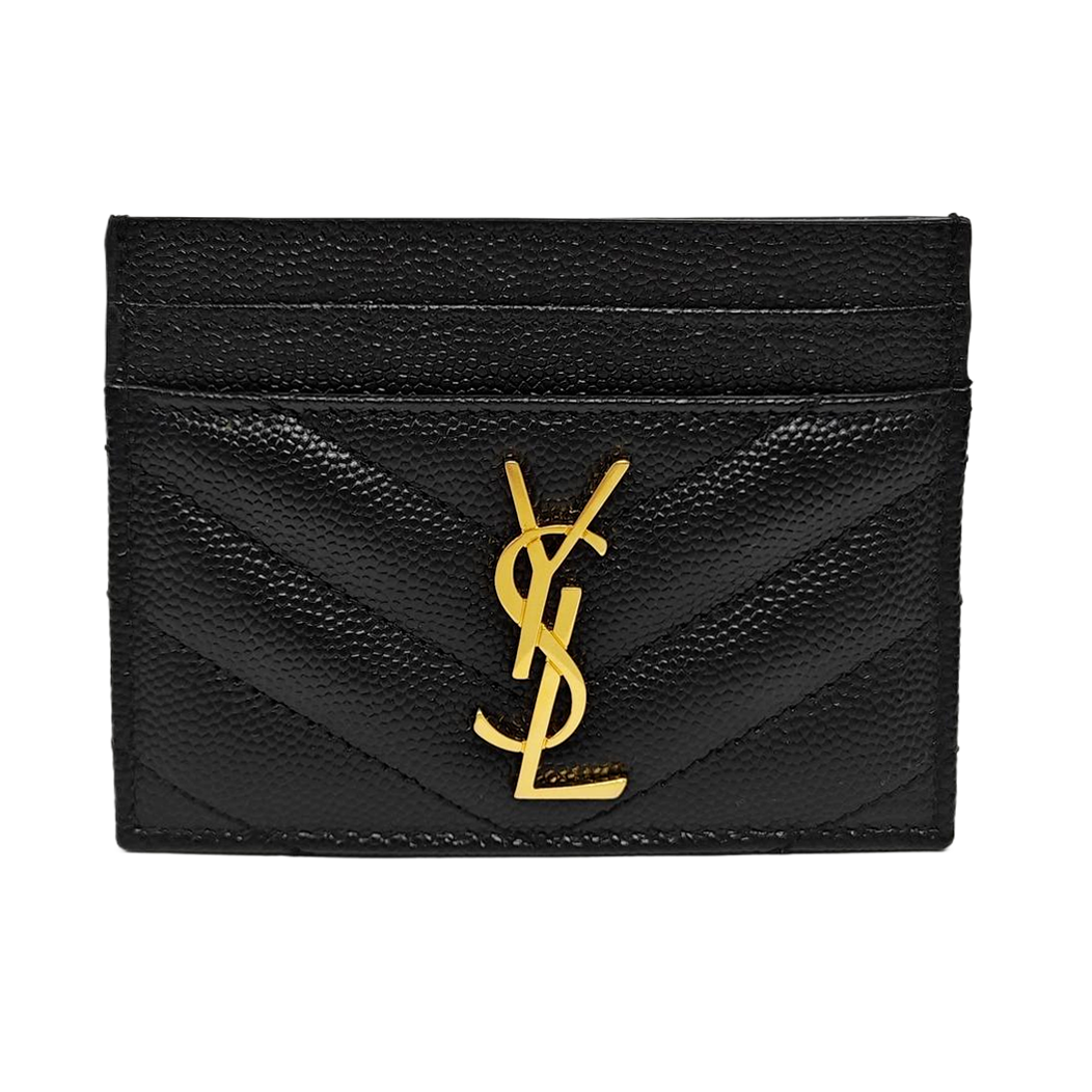 MONOGRAM Chevron Calfskin Black Card Holder