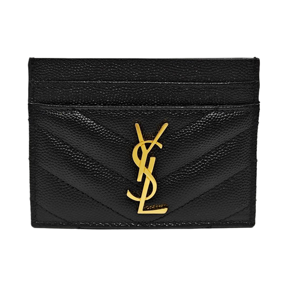 MONOGRAM Chevron Calfskin Black Card Holder
