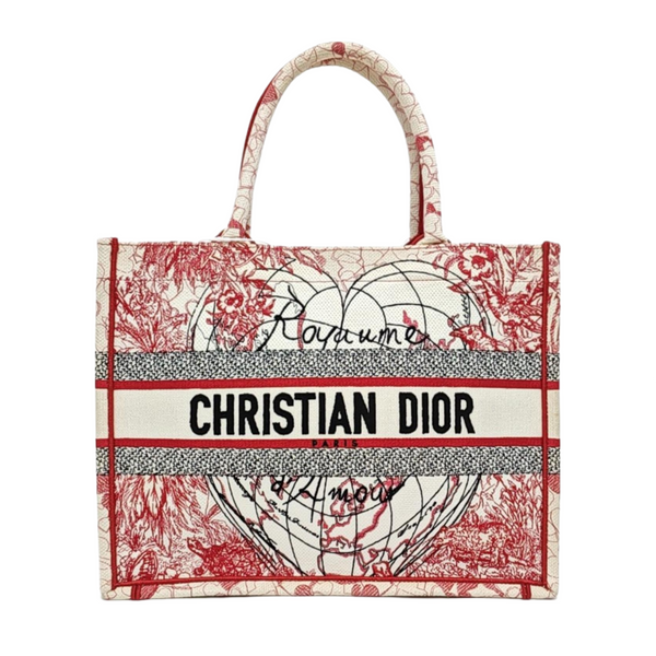 Authenticated pre-owned  Book Tote Medium Fabric Red - Tote Bag at Looply