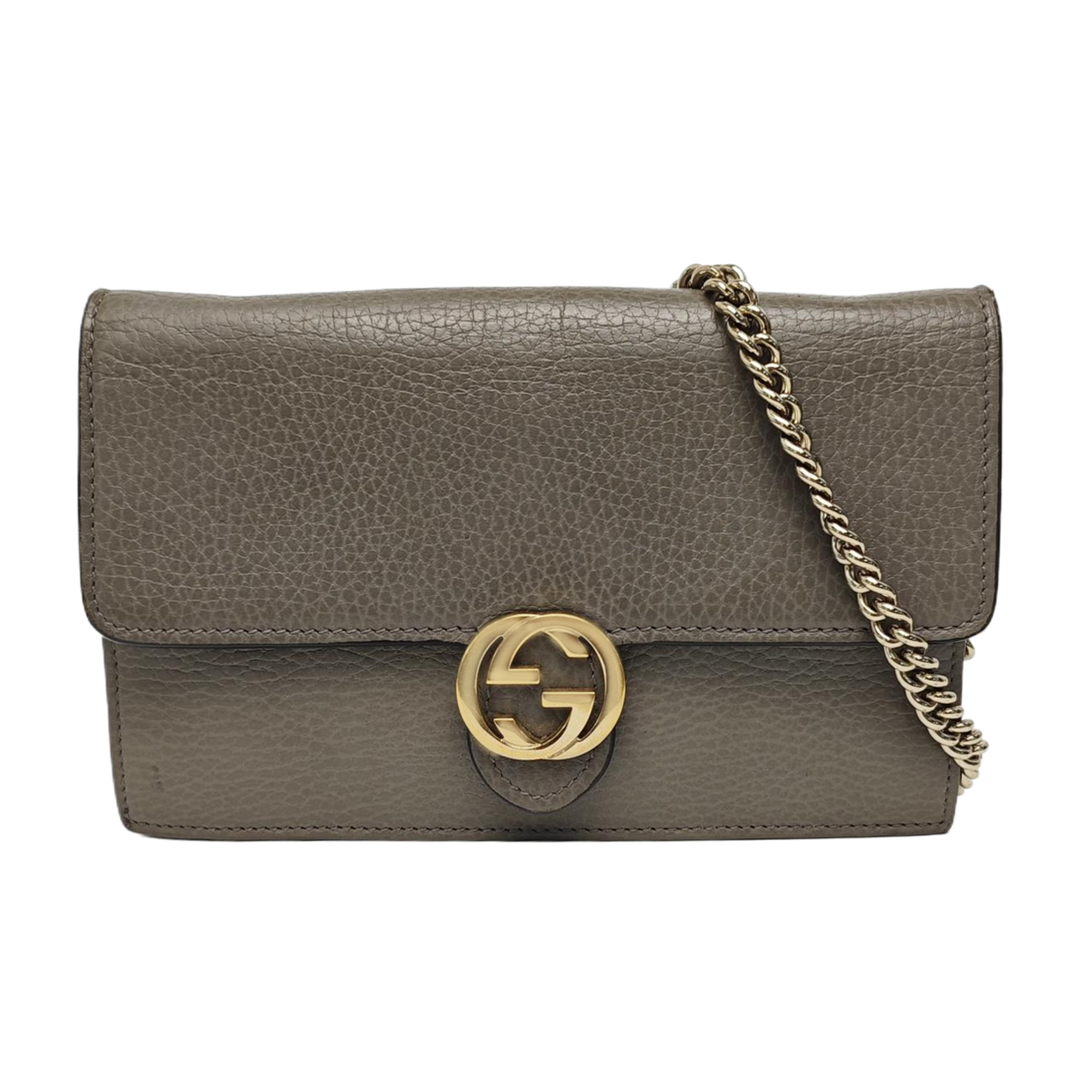 Interlocking G Small Calfskin Gray