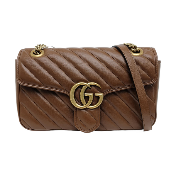 GG Marmont Medium Quilted Calfskin Brown