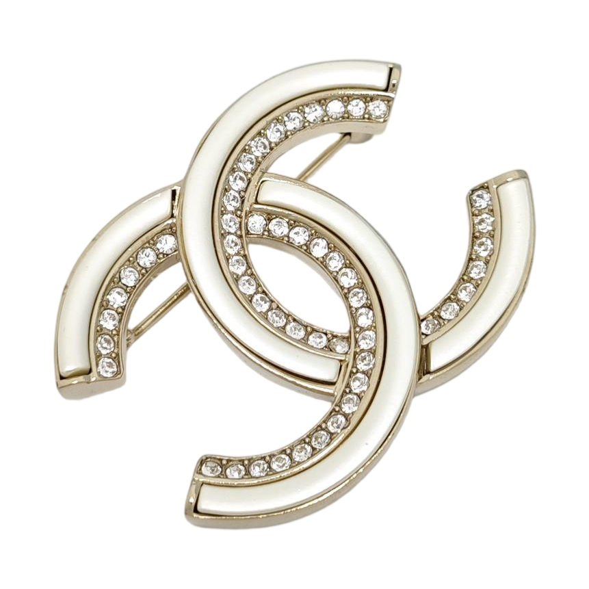 CC Logo Metal Gold Brooch