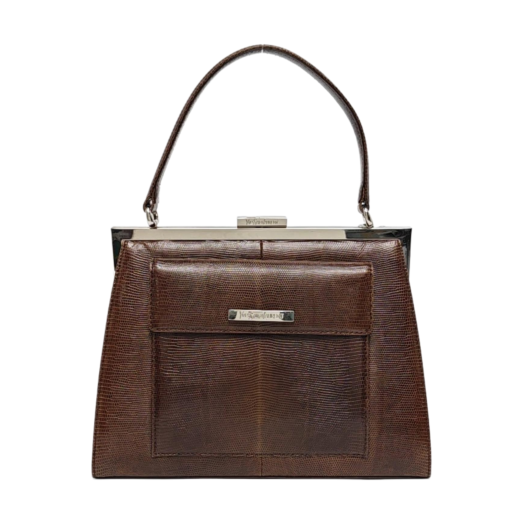Lizard Top Handle Bag Brown