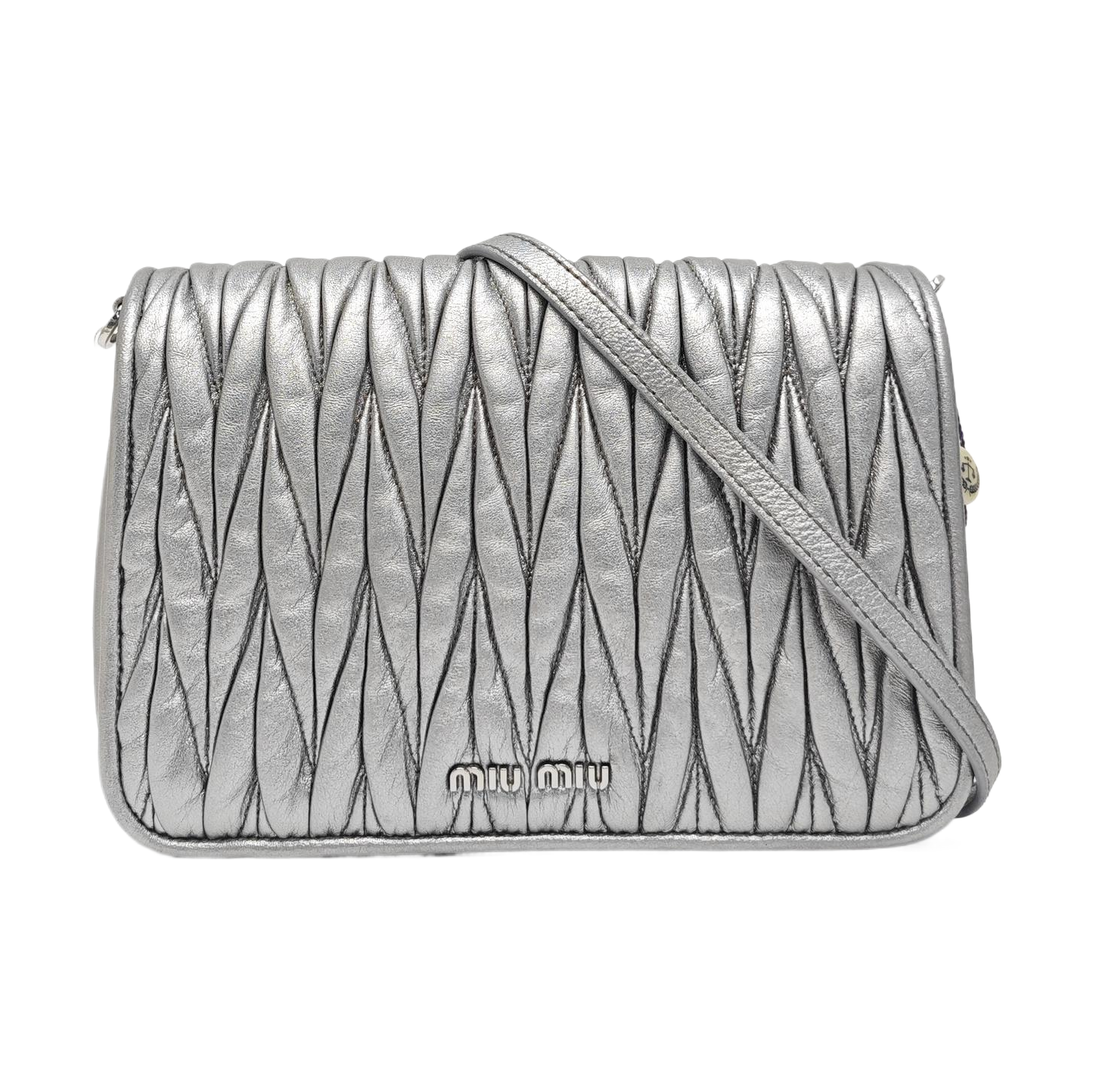 Quilted Lambskin Shoulder Bag Silver