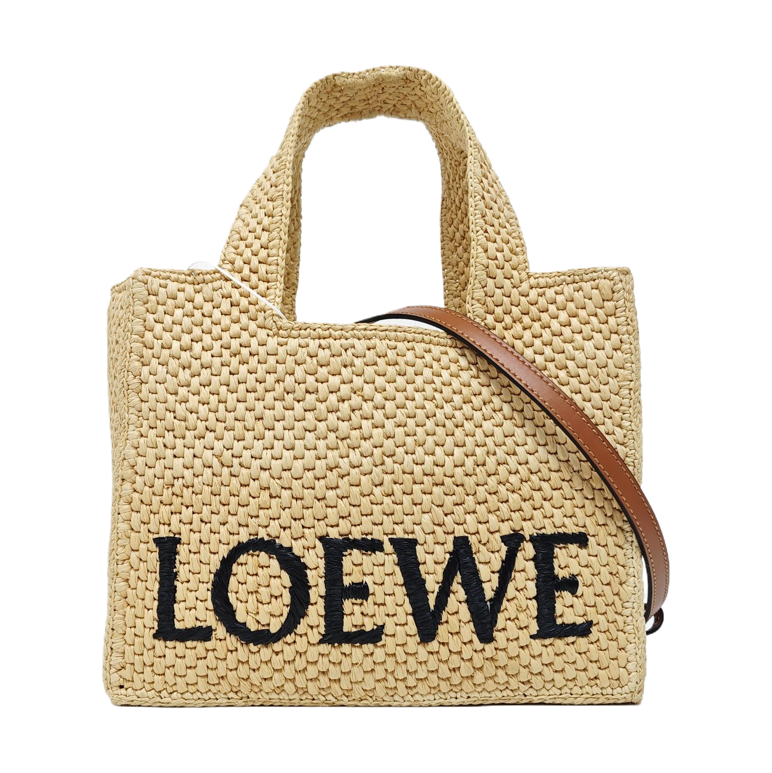 Font Tote Small Straw Beige